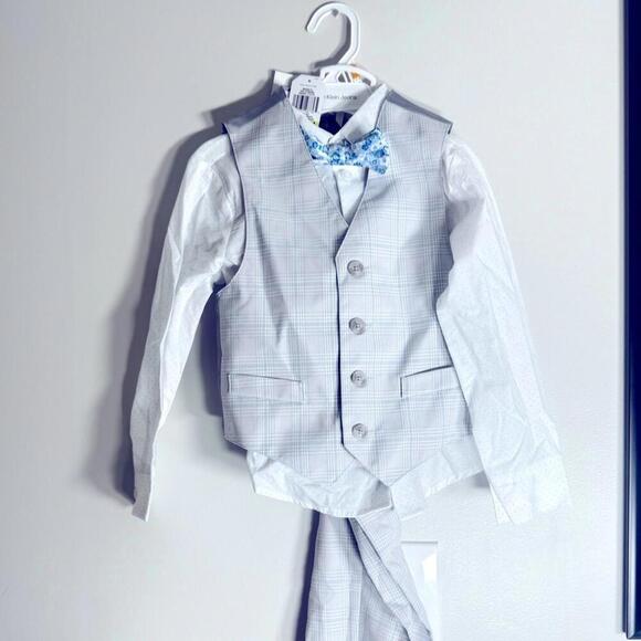 Nautica Little Boys 4-Pc. Tinted Windowpane Vest Set - pants, top shirt Gray - Picture 5 of 8